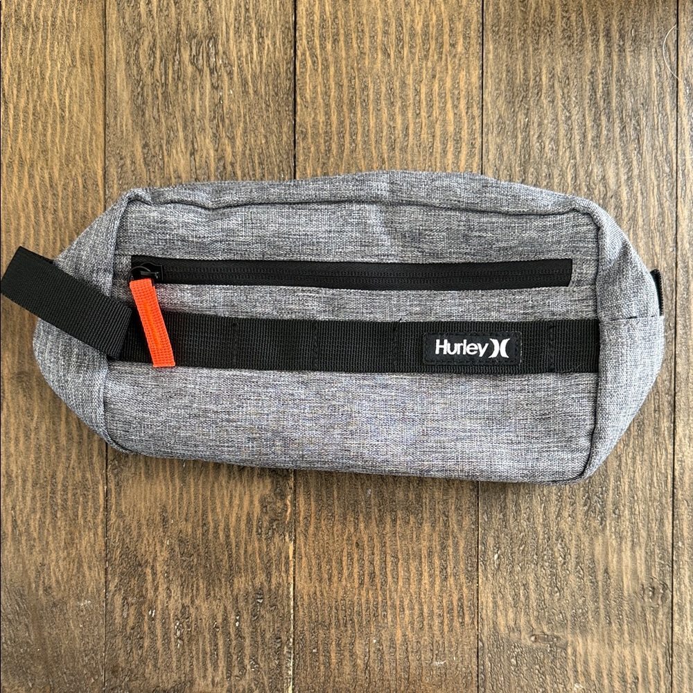 Hurley Gray Pouch with Black Trim and Orange Pull Tab